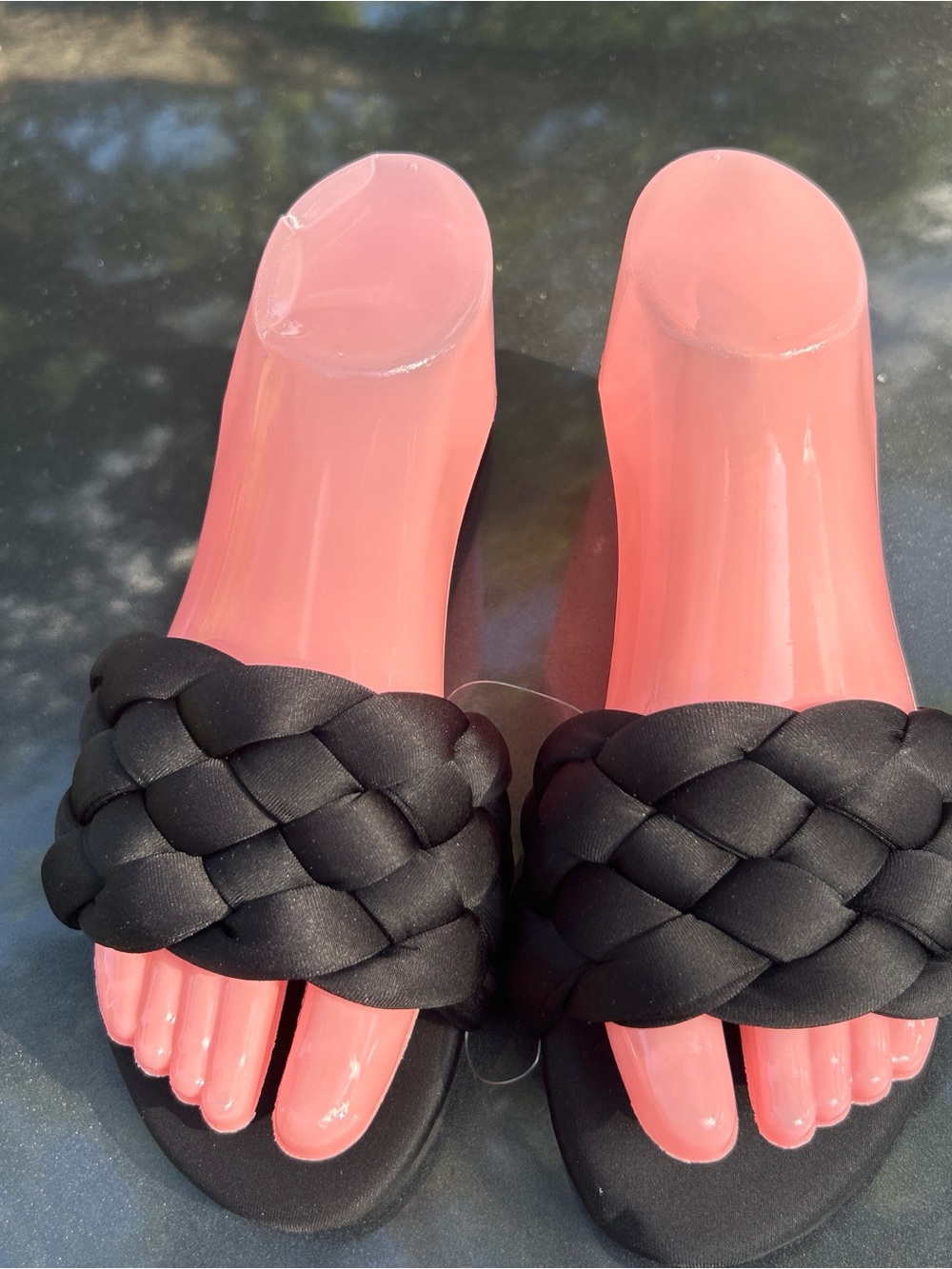 Braided Black Slide Mules for Women